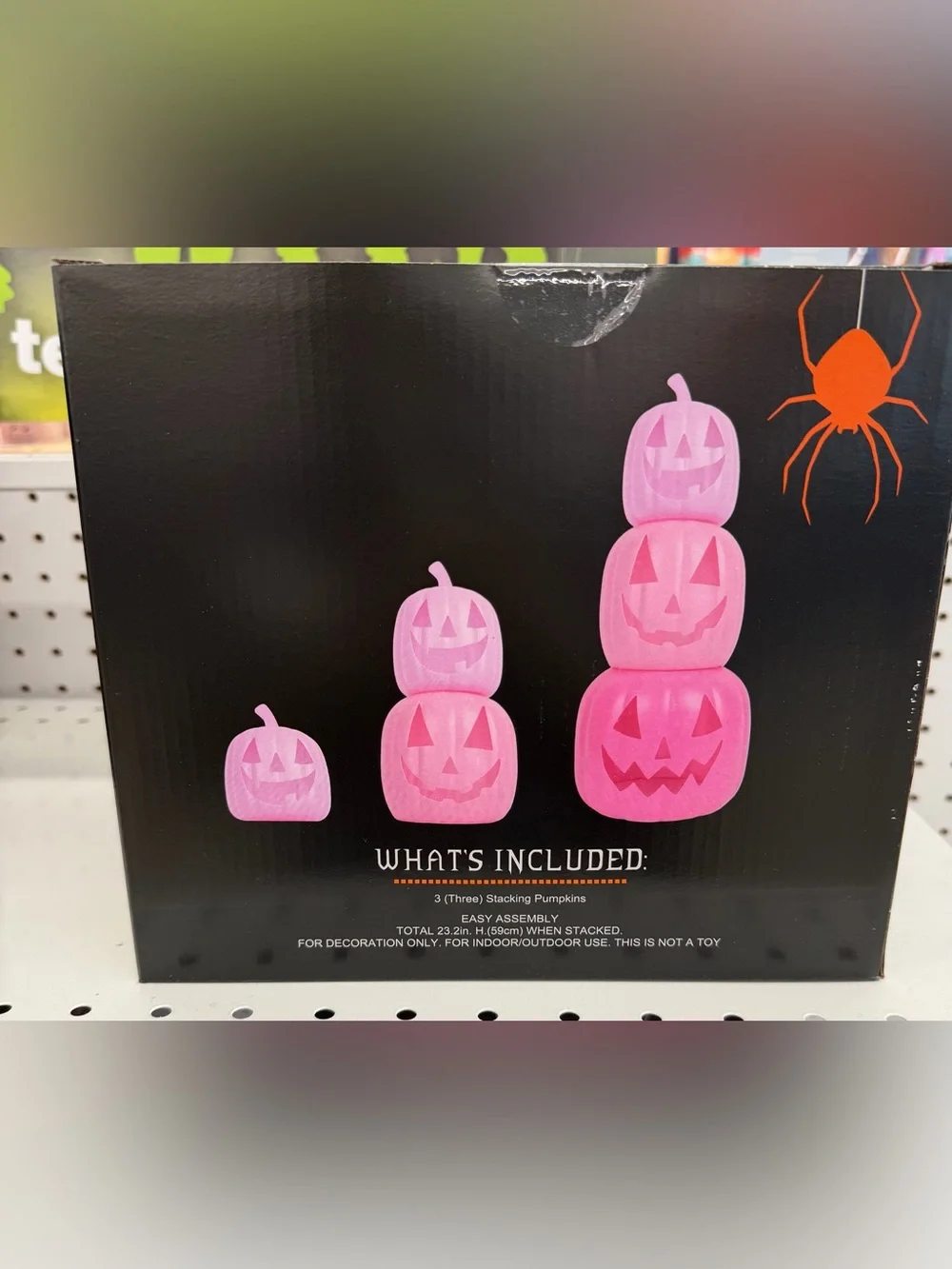 Set of 3 Stacked Pink Halloween Pumpkins Décor New